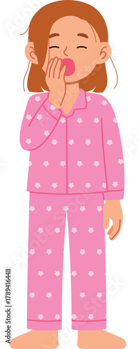 yawning woman in pink pajamas clip art preview