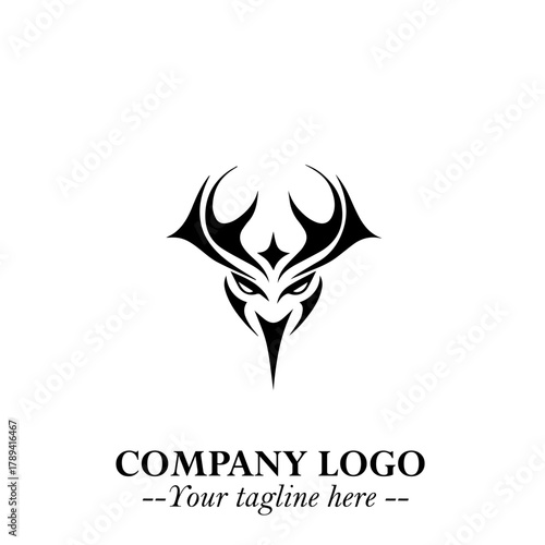 Head of Vampire Logo Symbol in Black on the White Background with Gothic Horror Vector Design