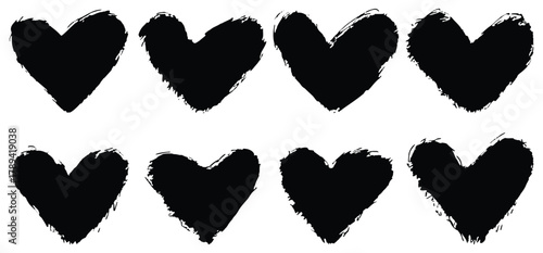 Rough Heart Pattern – Textured Brush Strokes, Grunge Love Icon, Artistic Ink Design