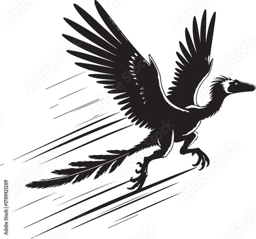 Dynamic velociraptor in flight with motion blur effect