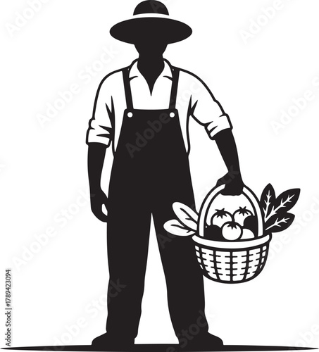 Man with wheat, vintage engraving style, woodcut farmer illustration, rustic harvest, antique sketch, old-fashioned rural art, black line artwork, countryside vector drawing, retro field	