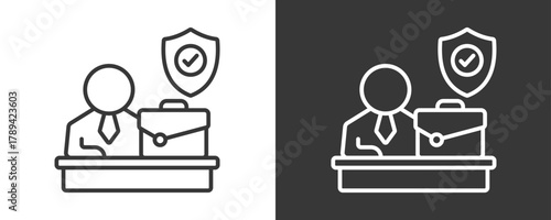Insurance Agent Icon Set Vector Collection Isolated In Black And White