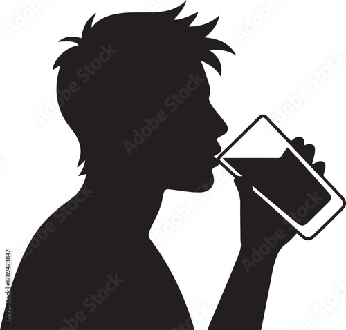 Vector of a man drinking water