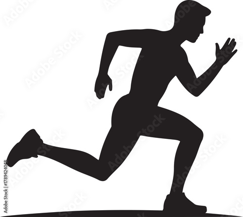 running men side view of vector runner silhouette