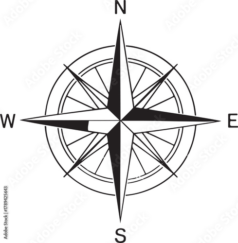Classic Nautical Compass Rose Vector Illustration