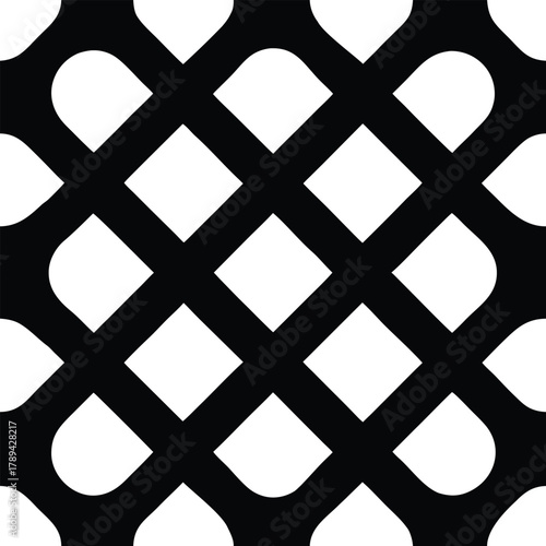 Interlinked Rounded Diamond Motifs Creating Balanced Geometric Seamless Pattern Design  
