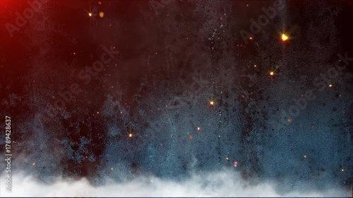 Particles flying in wind on fire with smoke background video