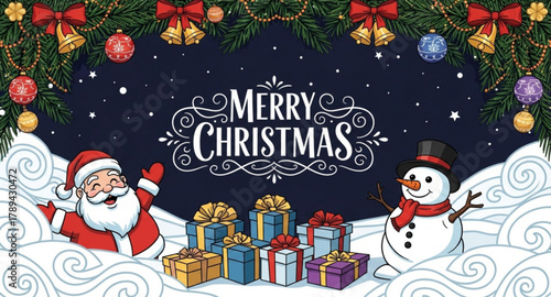 christmas card with santa claus