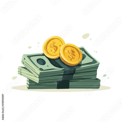 Money and coins stack, symbolizing financial success, wealth accumulation, and economic growth