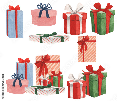 선물상자 수채화 일러스트