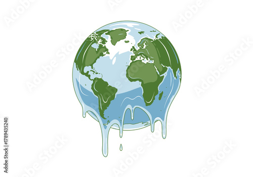 Earth Globe Melting Depicting Climate Change and Global Warming Crisis.