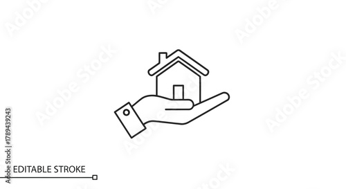 Vector illustration of hand holding a house icon