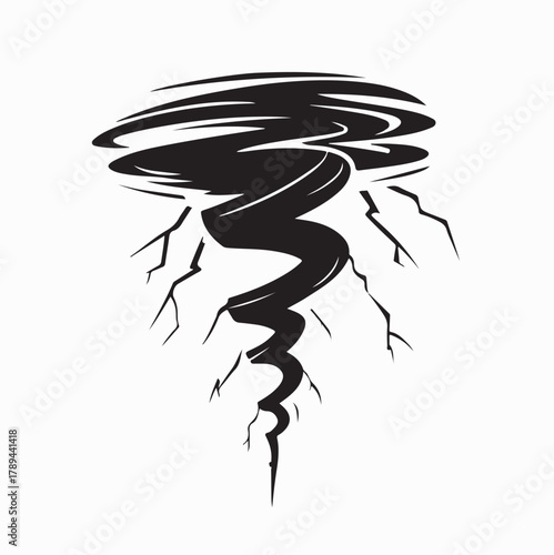 Extreme Weather Tornado Lightning Icon Vector on white background