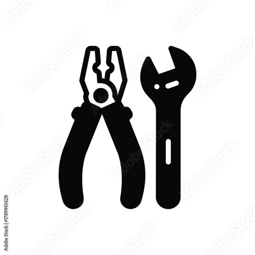 Black solid icon for  construction tools
