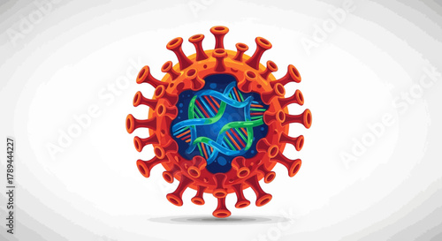 3D Rendering of Virus Particle with Genetic Material Inside.