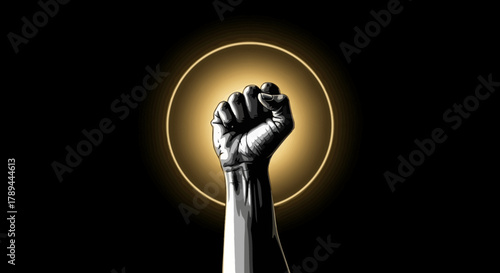 Empowered Fist - Symbol of Strength and Solidarity Against Darkness.