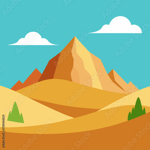 Cartoon Mountain and Desert Landscape in Aswan Egypt 