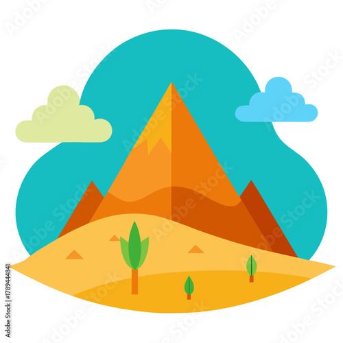 Cartoon Mountain and Desert Landscape in Aswan Egypt 