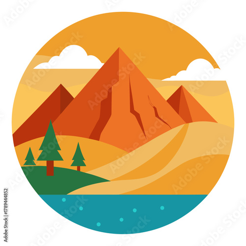 Cartoon Mountain and Desert Landscape in Aswan Egypt 