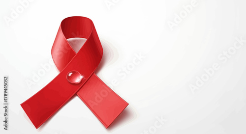 Red Ribbon Symbolizing Awareness and Support for HIV AIDS.