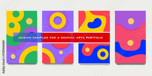 Diverse abstract geometric shapes and organic forms showcase for graphic design portfolio