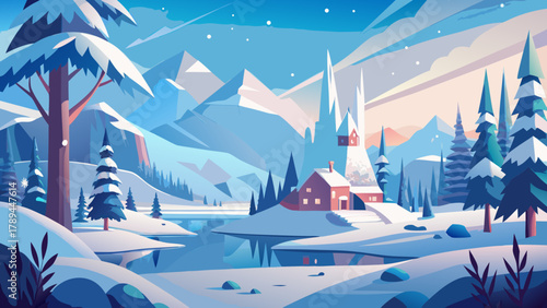 winter landscape with mountains