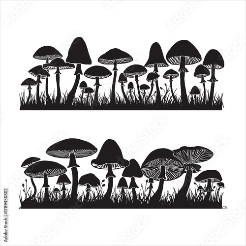 vector illustration of mushrooms on the grass