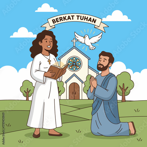 Celebrating faith with grace and devotion in a spiritual outdoor setting, a moment of divine blessing