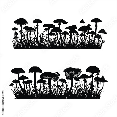 vector illustration of mushrooms on the grass