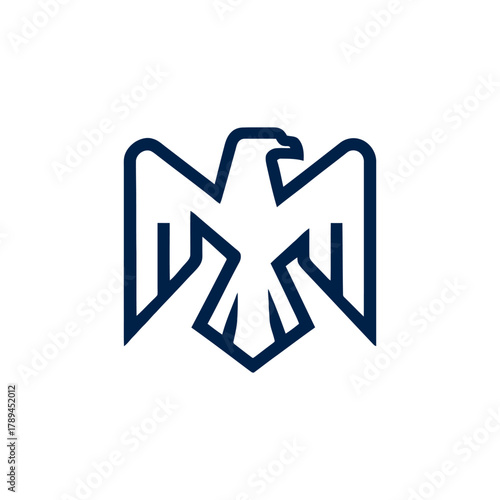 Eagle outlined in symmetrical emblem
