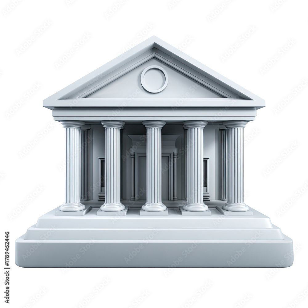 Fototapeta premium Symbolic Representation of a Classical Building Architecturally Designed for Financial Institutions and Governmental Authorities