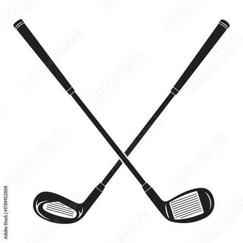 Crossed golf club silhouette icon vector illustration design on white background