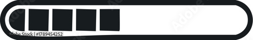 Loading Progress Bar Icon with Filling Segments Representing Download and Completion of Process in Progress