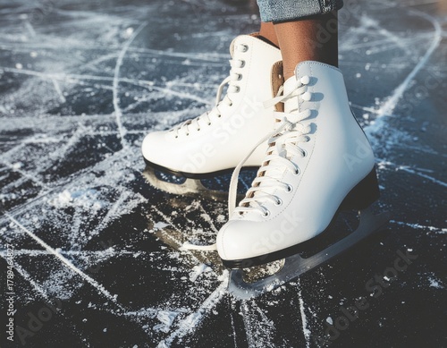 Vintage Ice Skates on Ice