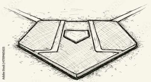 A stylized, detailed drawing of a baseball diamond base.