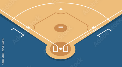 A stylized, top-down illustration of a baseball field, showing diamond and bases.