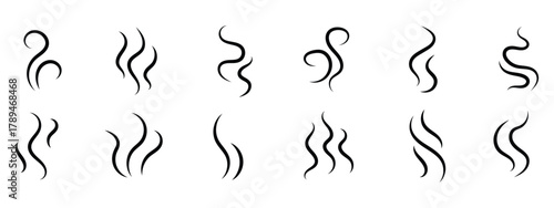 Smoke steam icon set vector. Hit stink, coffee, fragrance flame elements. Smoke smell, steam aroma heat symbol. vector illustration.