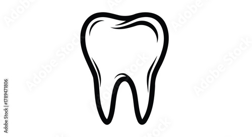 Vector illustration of simple outline drawing of a human tooth
