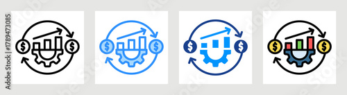 Financial Optimization Icon Collection Set Multiple Style