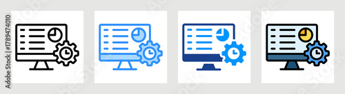 Real Time Monitoring Icon Collection Set Multiple Style