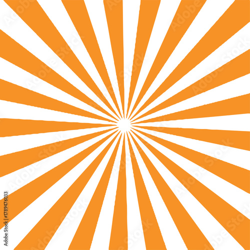 Bright orange and white sunburst pattern radiating outward from the center