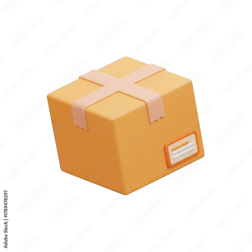 Fototapeta premium Brown cardboard box isolated on transparent background