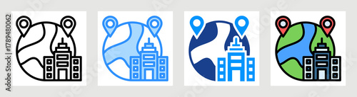 Multinational Corporation Icon Collection Set Multiple Style