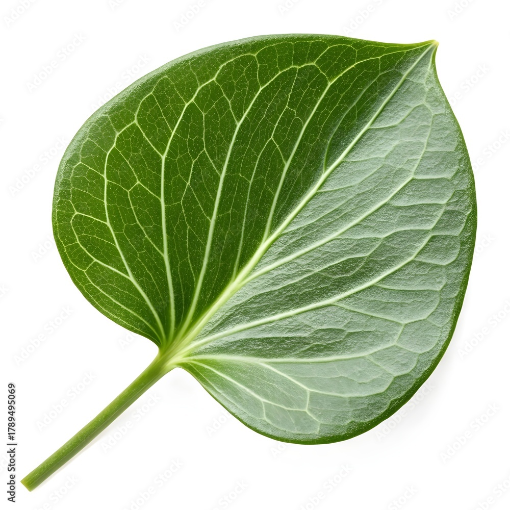 Obraz premium Dischidia Nummularia Lush String of Nickels Leaf Cascading Elegantly on Pure White Background, Minimalist Botanical Still Life Capturing Glossy Green Circles and Tranquil Natural Simplicity