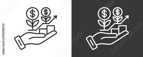 Profit Growth Icon Set Vector Collection Isolated In Black And White