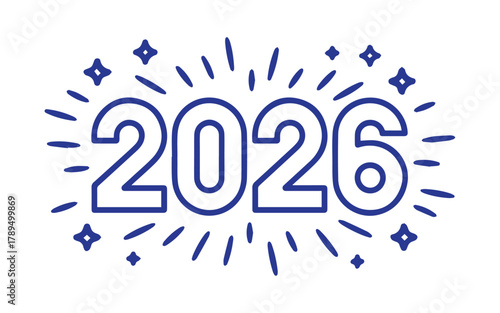 Exciting 2026 New Year graphic with festive burst design for social media posts, cards, and celebration announcements, sparkling with anticipation