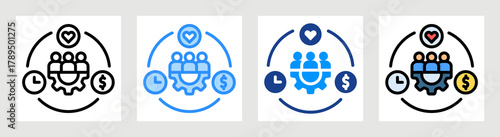 Organizational Resources Icon Collection Set Multiple Style