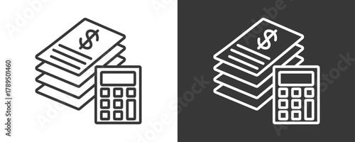 Balance Sheet Icon Set Vector Collection Isolated In Black And White