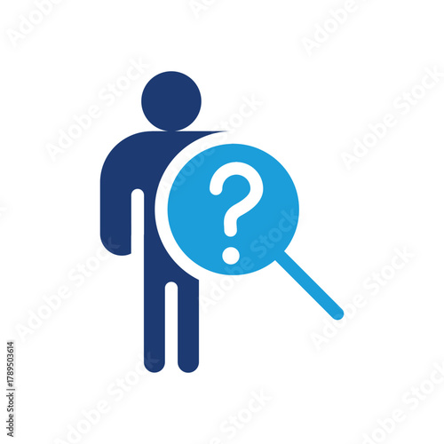Question Mark in Human with Magnifying Glass colored icon vector design good for web or mobile app