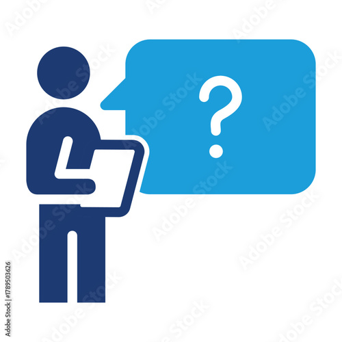 Question Mark in Human holding clipboard colored icon vector design good for web or mobile app
